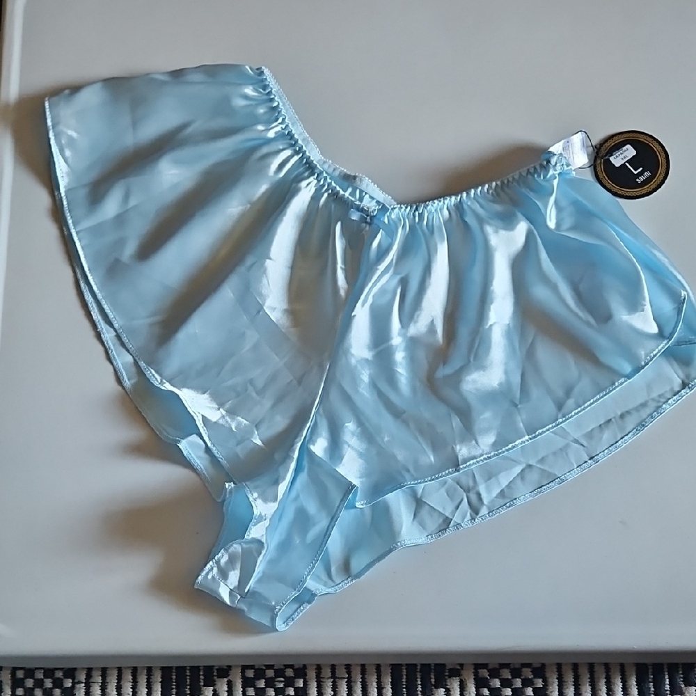 Sky Blue Satin Women's Shorts